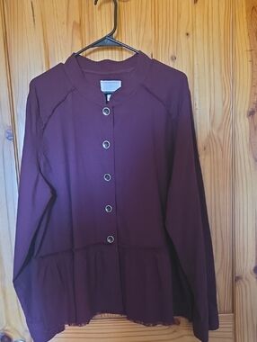 Nordstrom Caslon Plum Button-Front Peplum Jacket